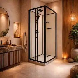 Душевая кабина Loranto 100х100 CS-3010TM/W-100L, низкий поддон, цвет профиля черный