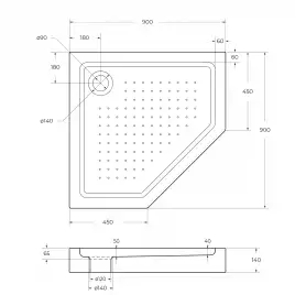 Душевой поддон BelBagno TRAY 90х90 акриловый TRAY-BB-P-90-15-W Белый