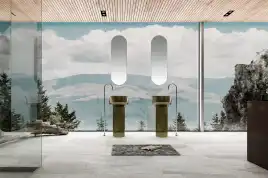 Раковина напольная ABBER KRISTALL 45х45х90 AT2702Vesuvian-H, круглая, оливковая