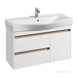 Тумба под раковину Aquaton Нортон 100 1A249001NT010 подвесная цвет, белый глянец / дуб эндгрейн