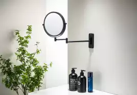 Зеркало косметическое Aquatek AQ4911MB настенное 5х, Черный матовый