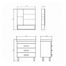 Тумба с умывальником Comforty Никосия-70Н дуб белый (раковиной COMO 70), 00-00005793