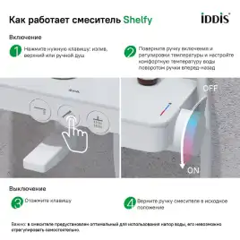 Душевая система IDDIS Shelfy SHEWTBTi06 для ванны с изливом цвет, Матовый белый