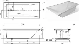 Ванна из искусственного мрамора Aquanet Bright Stone 170х70 AQ-00332880