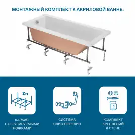 Акриловая ванна Santek Санторини 170х70 1WH302487 прямоугольная, Белая