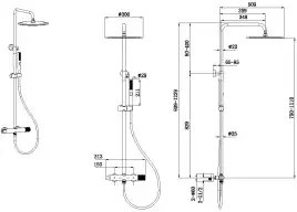 Душевая система Allen Brau Liberty 5.33007-31 с термостатом, черный матовый