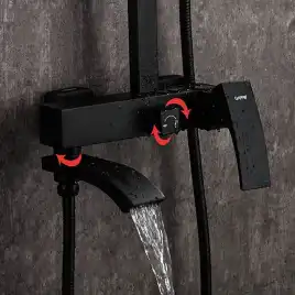 Душевая система Gappo G2407-6 с поворотным изливом, Черный матовый
