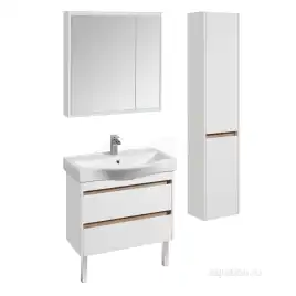 Тумба под раковину Aquaton Нортон 80 1A248901NT010 подвесная цвет, белый глянец / дуб эндгрейн