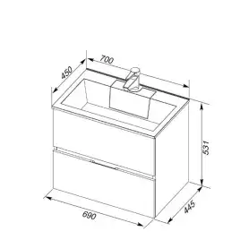 Раковина Aquanet Фортуна 70 182523 прямоугольная, Белая глянцевая