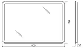 Зеркало BelBagno MARINO 90х60 SPC-MAR-900-600-LED-BTN с подстветкой, кнопочный выключатель