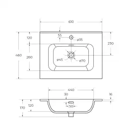 Керамическая раковина CEZARES CZR-8095-60
