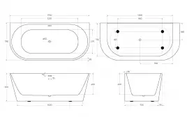 Акриловая ванна BelBagno 170х79 BB710-1700-800, отдельностоящая, Белая глянцевая