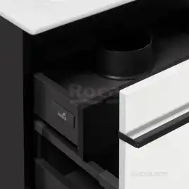 Тумбы под раковину Roca Aneto 80 857430806 подвесная, цвет, Белый глянцевый / Черный