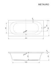 Акриловая ванна Cezares METAURO 180х80 METAURO-180-80-42-W37 прямоугольная, Белая