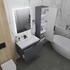 Тумба под раковину Grossman Блисс 70 подвесная, графит матовый (107053)