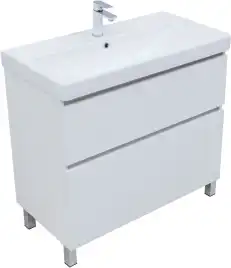 Тумба под раковину Aquanet Вега 90 напольная, белый глянец, 344124