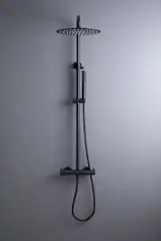 Душевая система Allen Brau Fantasy 5.11001-31 для душа без излива, термостатическая, с верхним душем, Черный матовый