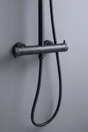 Душевая система Allen Brau Fantasy 5.11001-31 для душа без излива, термостатическая, с верхним душем, Черный матовый