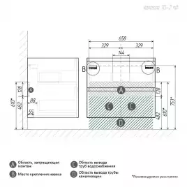 Тумба с умывальником Aura Vanessa 70-2 подвесная (раковина Classica 70) Белая