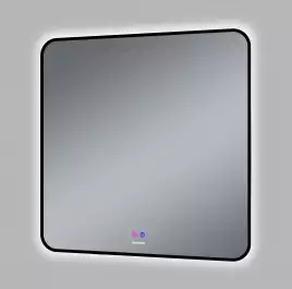 Зеркало Grossman ELEGANS-норма BLACK 80х80 1780802 с подстветкой, сенсорный выключатель, с подогревом, Черный матовый