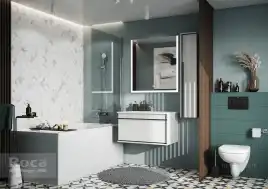 Тумбы под раковину Roca Aneto 80 857430806 подвесная, цвет, Белый глянцевый / Черный