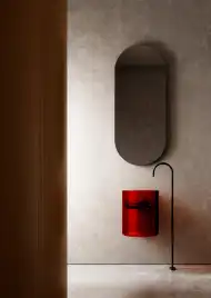 Раковина подвесная прозрачная ABBER KRISTALL 42х42х50 AT2704Rubin, круглая, красная