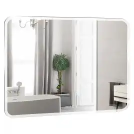 Зеркало с подсветкой AVS Байкал 80x68 см, часы и антипар