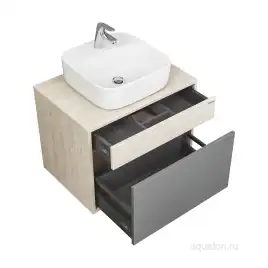 Тумба под раковину Aquaton Лофт Урбан 65 1A254001LQX60 подвесная цвет, серый графит / дуб орегон