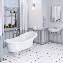Ванна из литьевого мрамора  Aqua de Marco EDELWEISS 170х78 с белыми ножками Белая 1170WWEDE