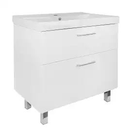 Тумба с раковиной Azario Ника 80 CS00091370, напольная, Белая глянцевая