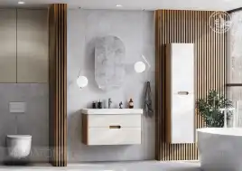 Тумба под раковину Aquaton Оливия 90 1A254401OLVG0 подвесная цвет, бежевый / дуб велл