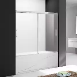 Шторка для ванны Cezares TANDEM-SOFT 180 см, TANDEM-SOFT-VF-2-180/145-P-Cr, профиль Хром, стекло Рифленное