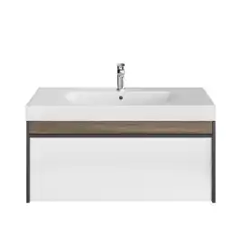 Тумба под раковину Kerama Marazzi MODULA 100 см, MO.100.1+1\AR подвесная, Арабика / Белый глянцевый