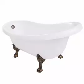 Ванна из литьевого мрамора  Aqua de Marco EDELWEISS 170х78 с бронзовыми ножками Белая 1170WBEDE