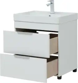 Тумба под раковину Aquanet Ирис new 60 белый глянец (2 ящика) 310152