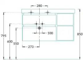 Тумба под раковину Kerama Marazzi CUBO 90 см, CUB.90.2Lh\WHTM.N подвесная, Белая матовая