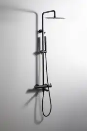 Душевая система Allen Brau Priority 5.31A10-31 для ванны с изливом, верхний и ручной душ, Черный матовый