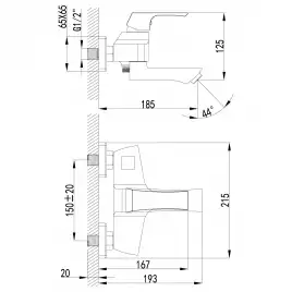 Смеситель для ванны Lemark Unit LM4514C, однорычажный, с коротким изливом, Хром