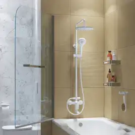 Душевая система IDDIS Ray RAYWT3Fi06 для ванны с изливом цвет, Матовый белый