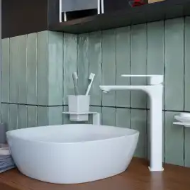 Смеситель для раковины IDDIS Slide SLIWT01i01 высокий цвет, Матовый белый