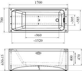 Акриловая ванна Radomir Агата 170х70 (2-01-0-0-1-226Р), на каркасе, белая