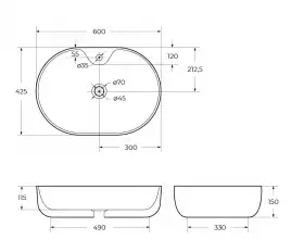 Раковина накладная BelBagno 600х430х160 BB1151, цвет Белый