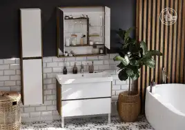 Зеркало-шкаф Aquaton Сканди 90 1A252302SDZ90  цвет, белый / дуб рустикальный