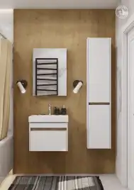 Тумба под раковину Aquaton Марти 55 1A263201MY010 подвесная цвет, белый / дуб эндгрейн