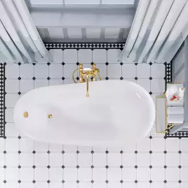 Ванна из литьевого мрамора  Aqua de Marco EDELWEISS 170х78 с золотыми ножками Белая 1170WGEDE