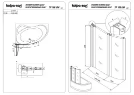 Шторка для ванны Kolpa-San Quat TP 108, профиль белый, полотно полистирол матовой