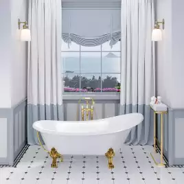 Ванна из литьевого мрамора  Aqua de Marco EDELWEISS 170х78 с золотыми ножками Белая 1170WGEDE