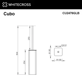 Ершик для унитаза Whitecross CUBO gold brushed, CU2476GLB, Золото брашированное