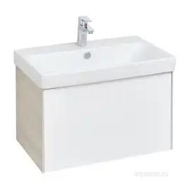 Тумба под раковину Aquaton Асти 70 1A263001AXD70 подвесная цвет, белый глянец / ясень шимо