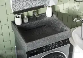 Раковина Aquaton Рейн 60х50 1A72103KRW210  над стиральной машиной, из литьевого мрамора, Графит